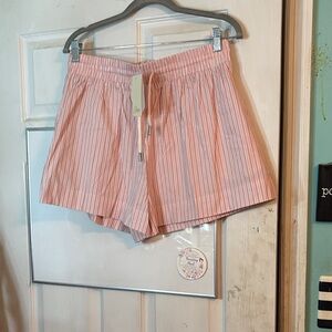NWT Elan Pink and White Striped High Waist Women's Shorts Size XL